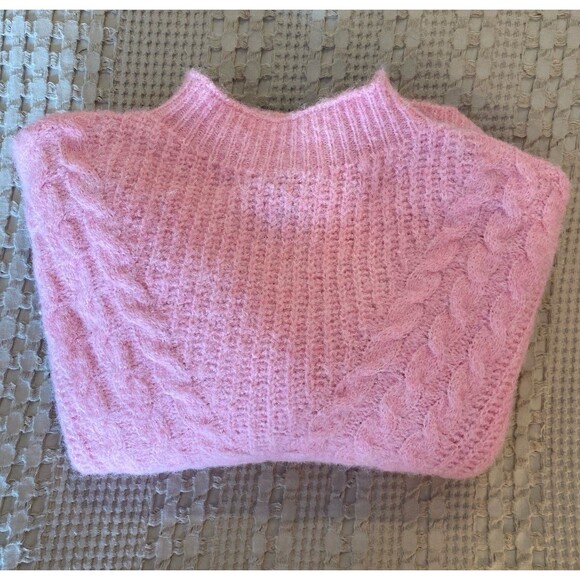 Universal Thread Sweater Size Large Soft Pink Super Soft Fuzzy Cable Knit Comfy - Picture 7 of 12